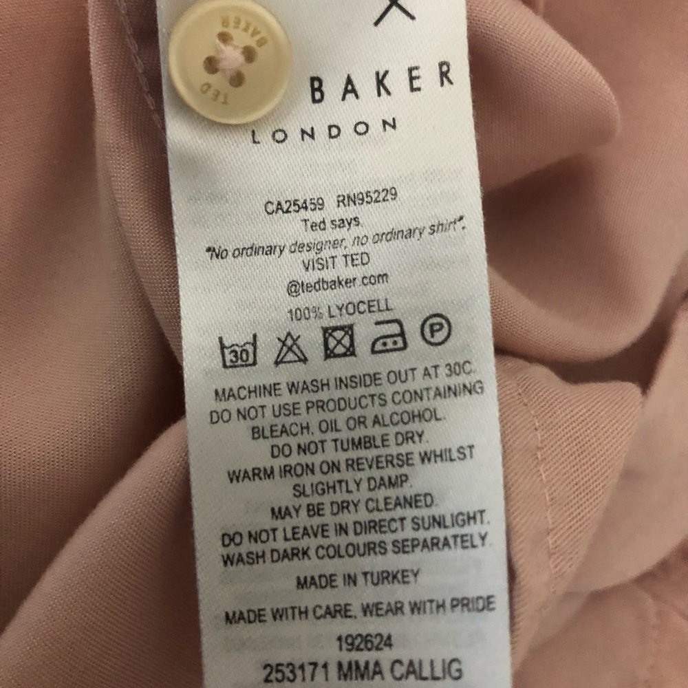 Ted Baker 5 100% Lyocell Men's Size XL Light Pink Button Down Short Sleeve Shirt - Picture 6 of 10